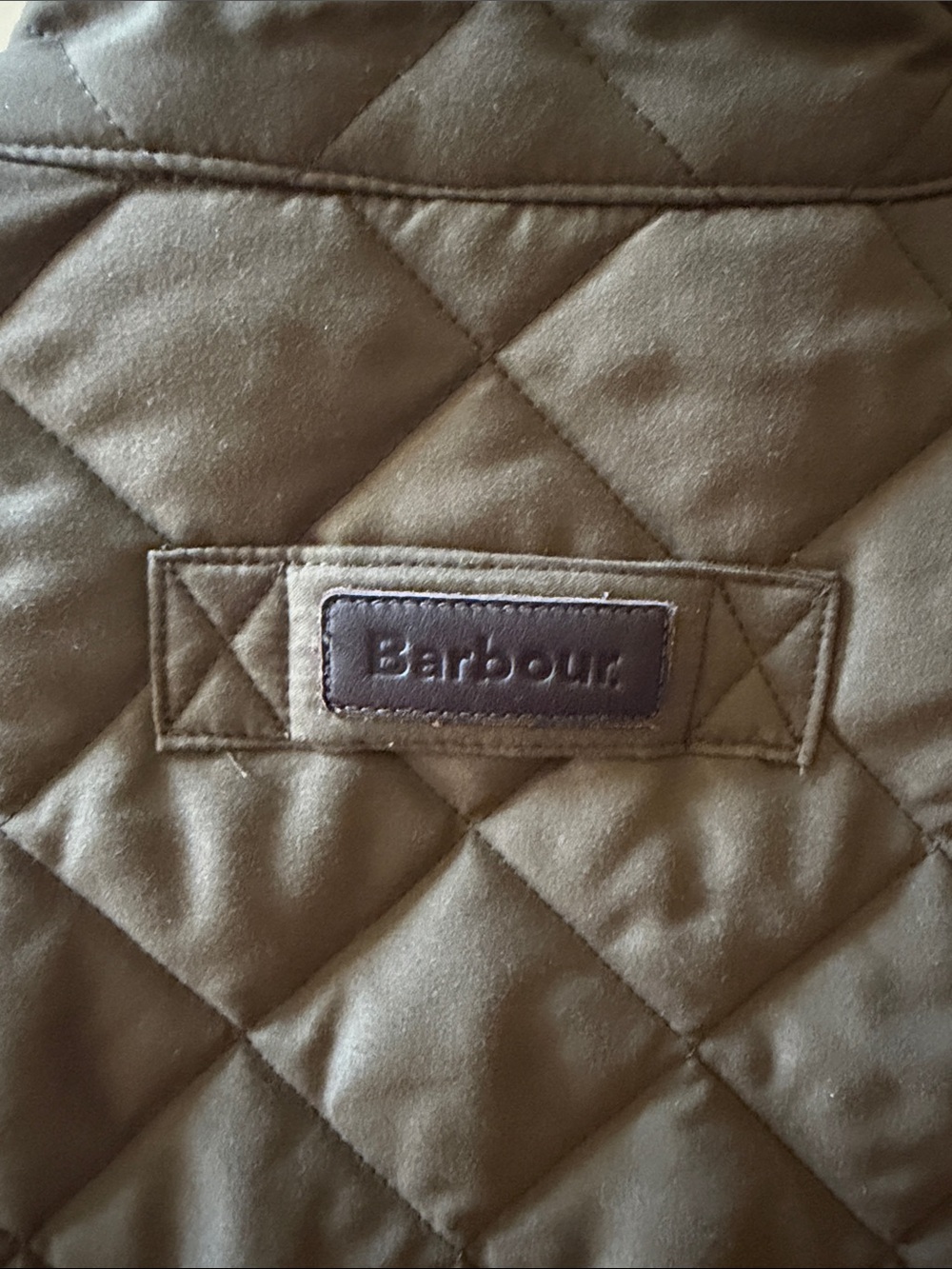 Barbour Olive Quilted Shirt Jacket with Corduroy Collar - Picture 8 of 9